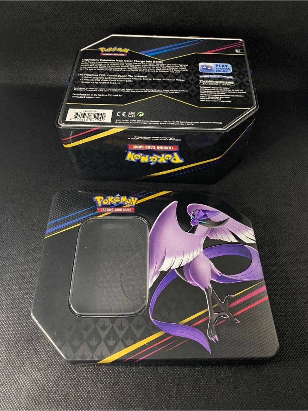 Galarian Articuno Empty Legendary Pokemon Crown Zenith Mega Tin